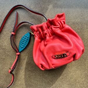 Staud mini Grace leather bucket bag/blood orange
